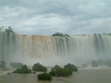 An unforgettable view of a powerful, gushing waterfall during my journey through Brazil.