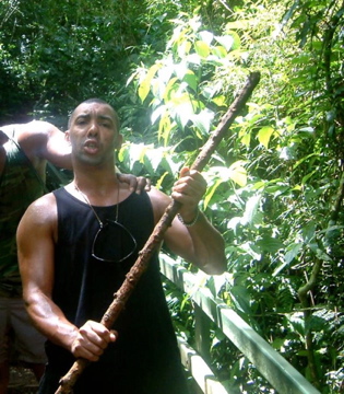 Standing strong and ready for adventure in the Amazon jungle before my operation.
