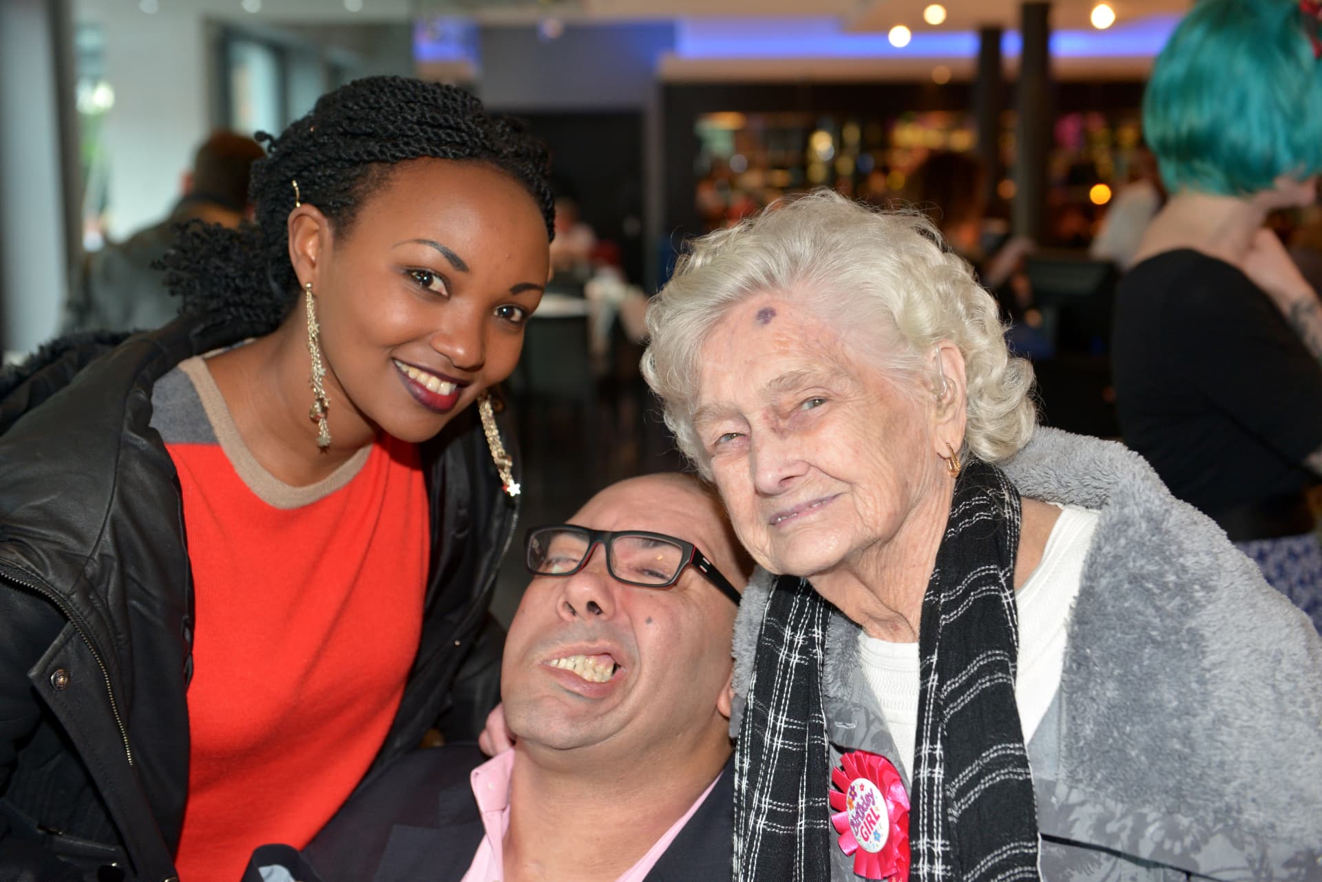 A special photograph of Marie, my foster mum and me celebrating together on my mum's birthday.